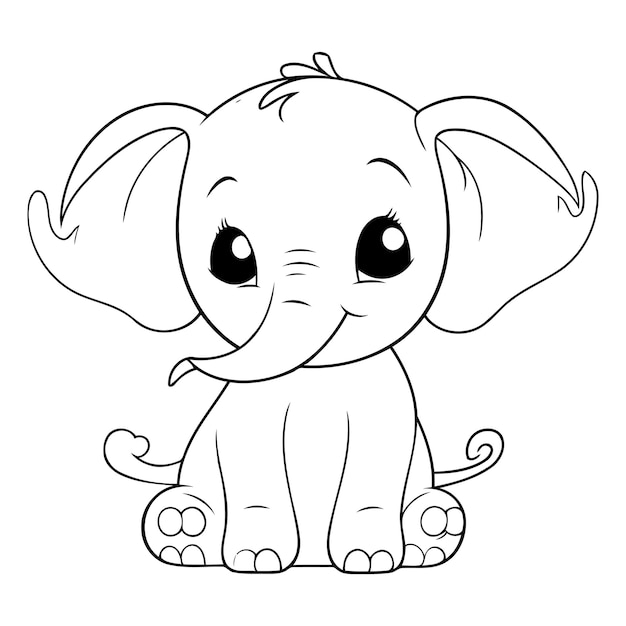 Cute baby elephant on a white background eps