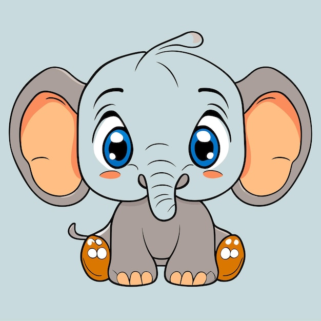 Vector cute baby elephant