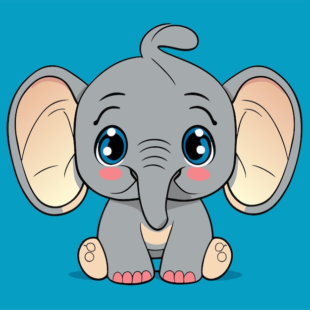 Vector cute baby elephant