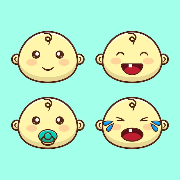 Vector cute baby emoticon clipart cartoon vector illustration