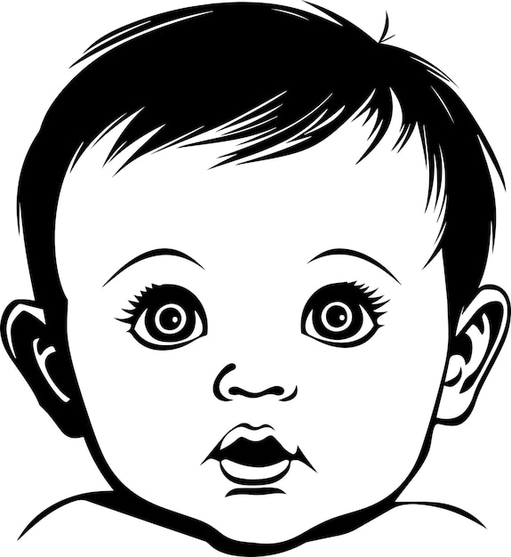 Cute Baby face Baby head Vector Illustration