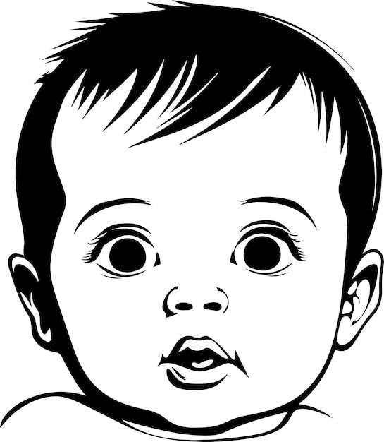 Vector cute baby face baby head vector illustration