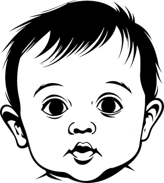 Vector cute baby face baby head vector illustration