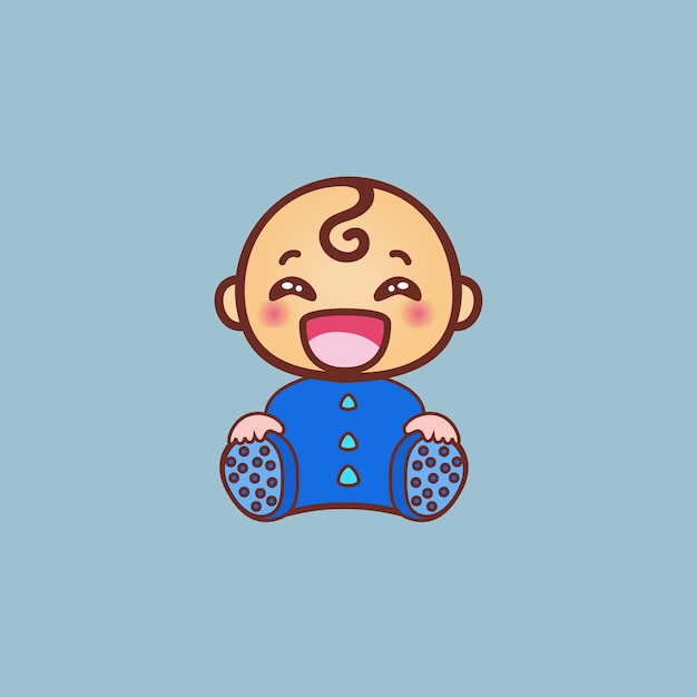 cute baby face vector blue clothes happiness
