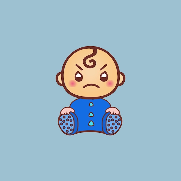 cute baby face vector blue clothes sweet