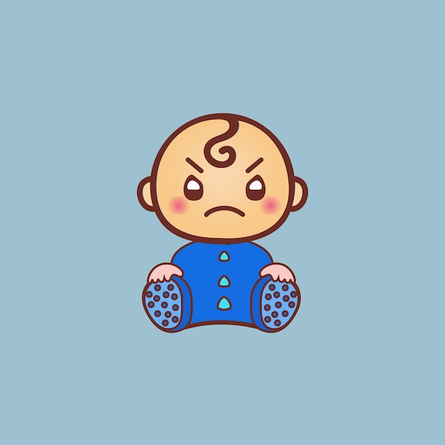 Vector cute baby face vector blue clothes sweet