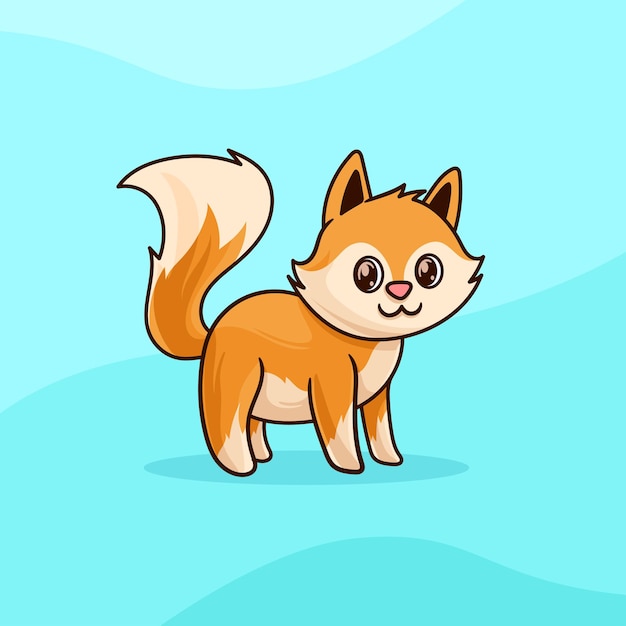 Cute Baby Fox Cartoon Isolated