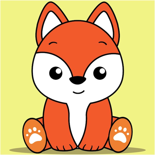 Vettore cute baby fox, kawaii fox seduto