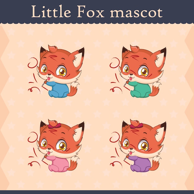 Cute baby fox mascot set - mischievous pose