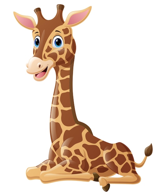 Cute baby giraffe cartoon sitting