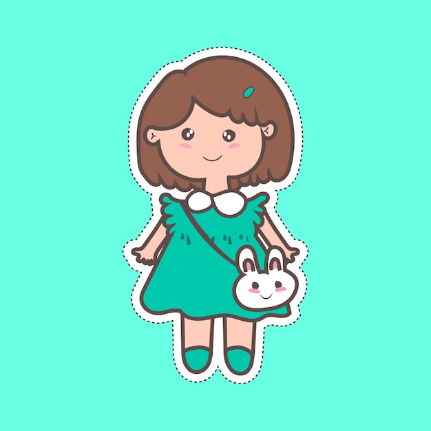 かわいい女の赤ちゃんのステッカーデザイン