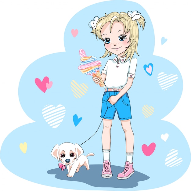 子犬のかわいい女の子