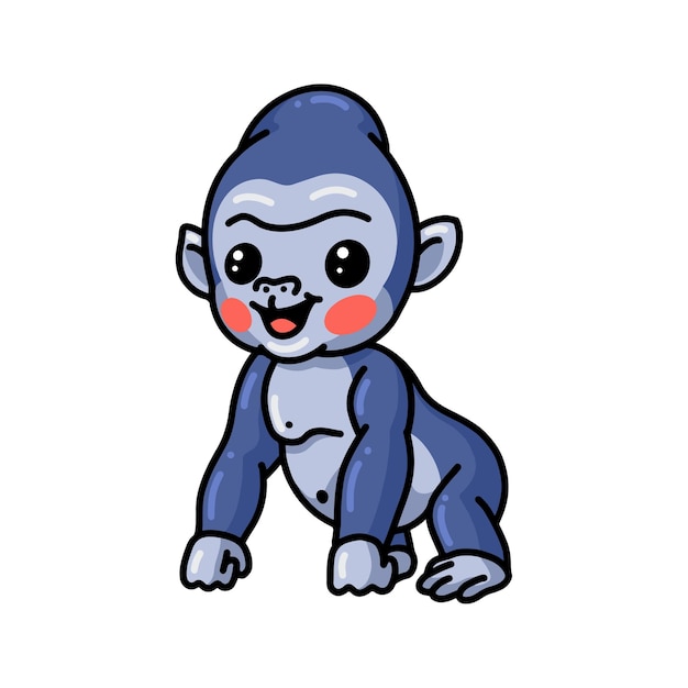 Vector cute baby gorilla cartoon posing