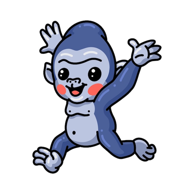 Vector cute baby gorilla cartoon running