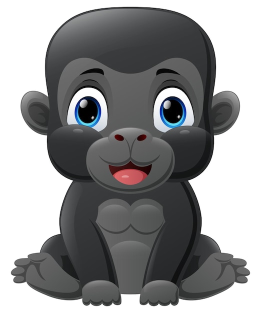 Cute baby gorilla cartoon sitting