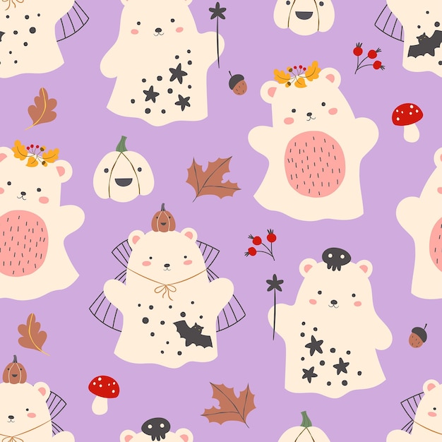 Cute baby halloween seamless pattern