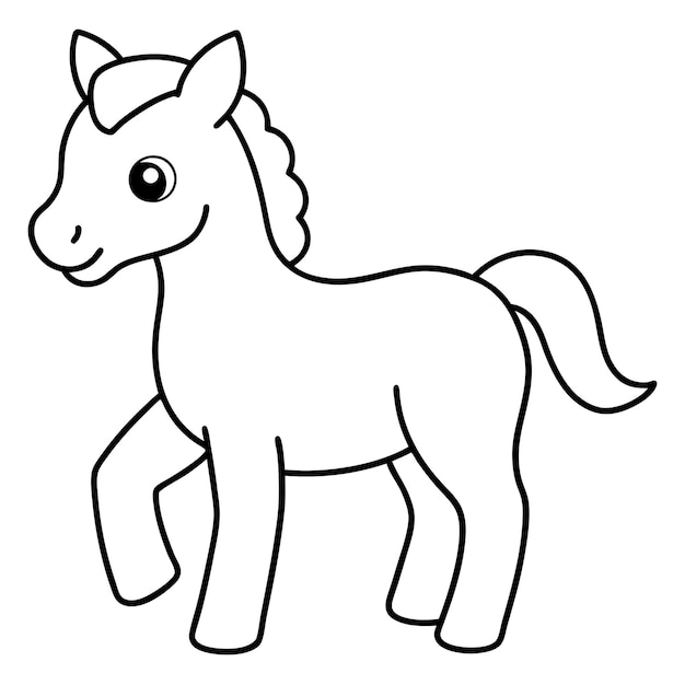 白い背景の子供のための可愛い赤ちゃんの馬のカラーページ