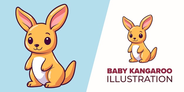 Cute Baby Kangaroo Cartoon Illustrating Animal Nature Icon Concept with Isolated Flat Vector