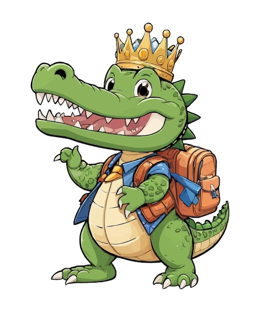 A CUTE BABY KING ALLIGATORNG GGOING TO SCHOOL WHITE ARTBOARD FREE VECTOR ALLIGATOR FREE VECTOR