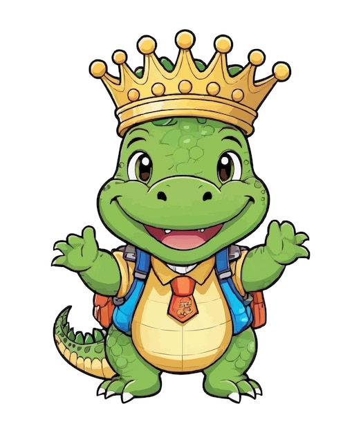 A CUTE BABY KING ALLIGATORNG GOING TO SCHOOL WHITE ARTBOARD FREE VECTOR ALLIGATOR FREE VECTOR