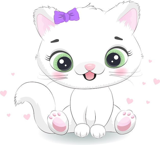 Cute baby kitten vector illustration