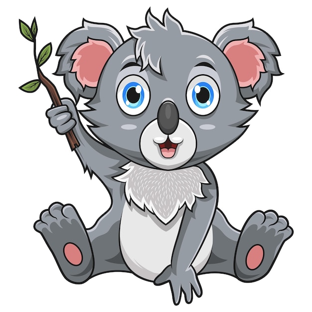 Cute baby koala cartone animato seduto