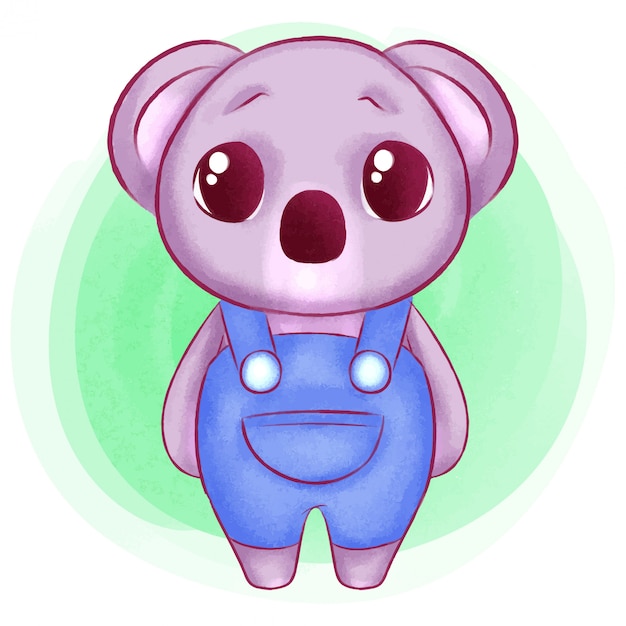 Cute baby koala watercolor illustration