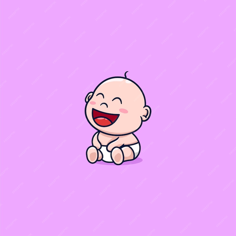 Premium Vector | Cute baby laughing cartoon