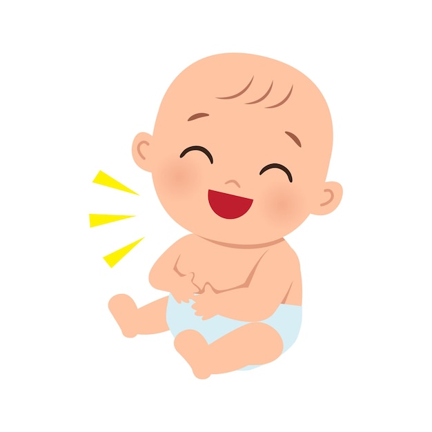 Cute baby laughing illustration