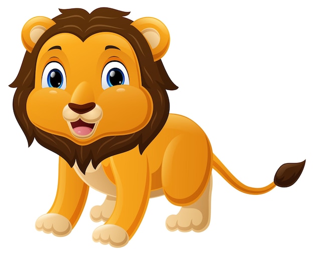 Vector cute baby lion cartoon posing