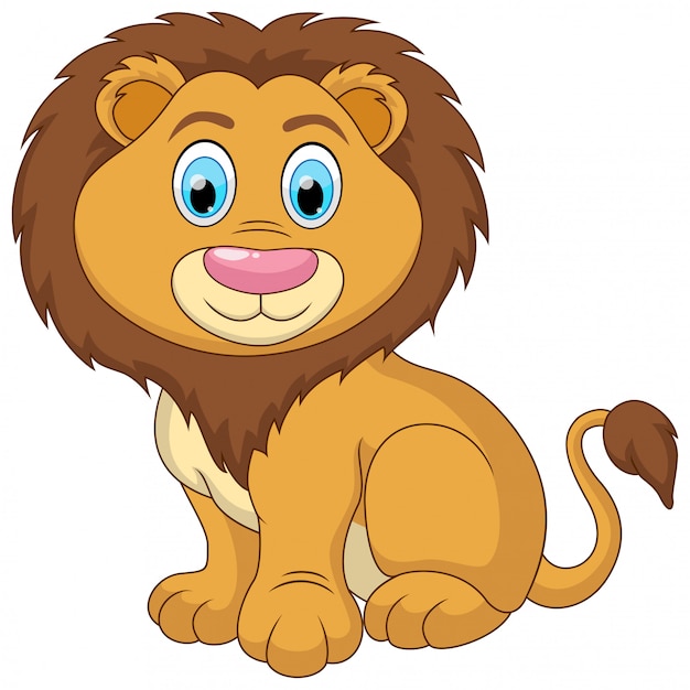 Cute a baby lion cartoon sitting illustration