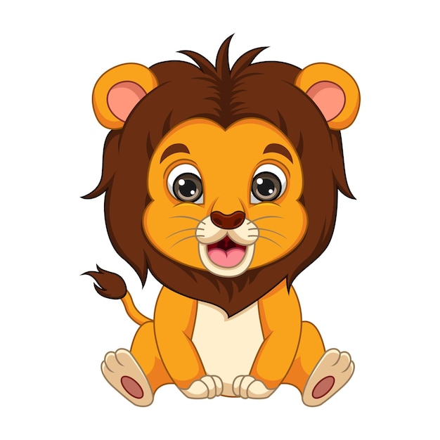 Cute baby lion cartoon sitting