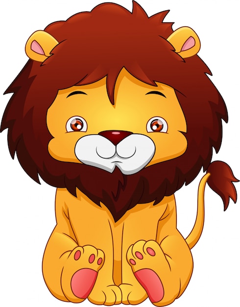 Vector cute baby lion cartoon