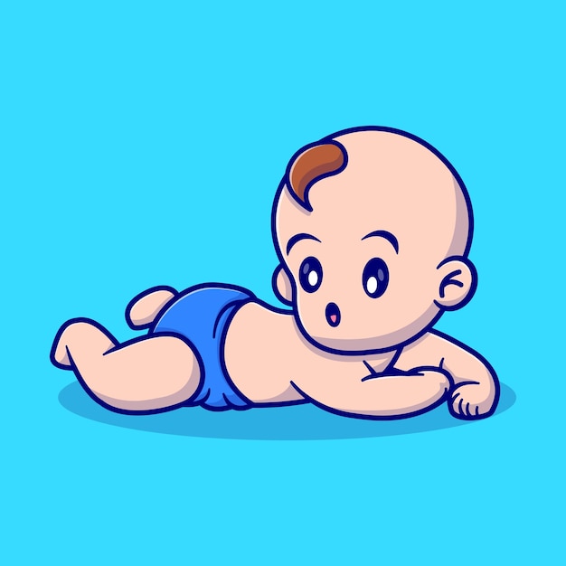 Cute baby lying prone cartoon vector illustration