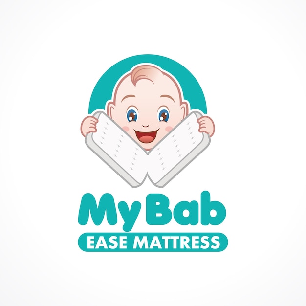 Vector cute baby mattress logo