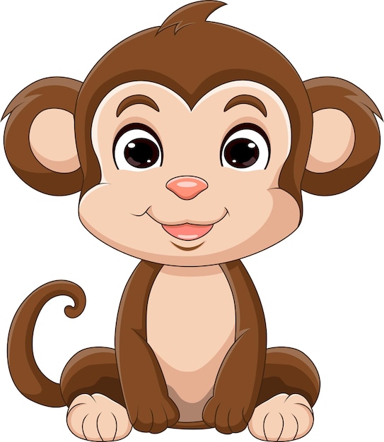 Cute baby monkey cartoon sitting