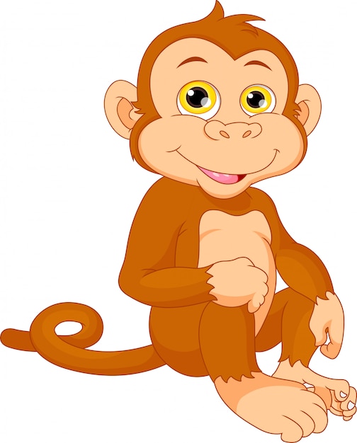 Vector cute baby monkey cartoon