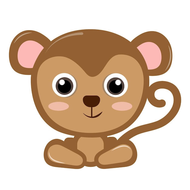 Cute baby monkey vector illustration. cartoon character. flat style.