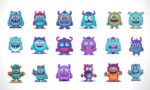 Cute baby monster cartoon pack