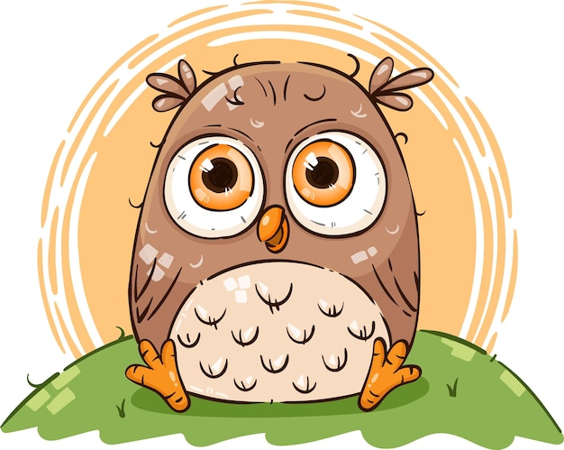 Cute Baby Owl Hand Drawn Style