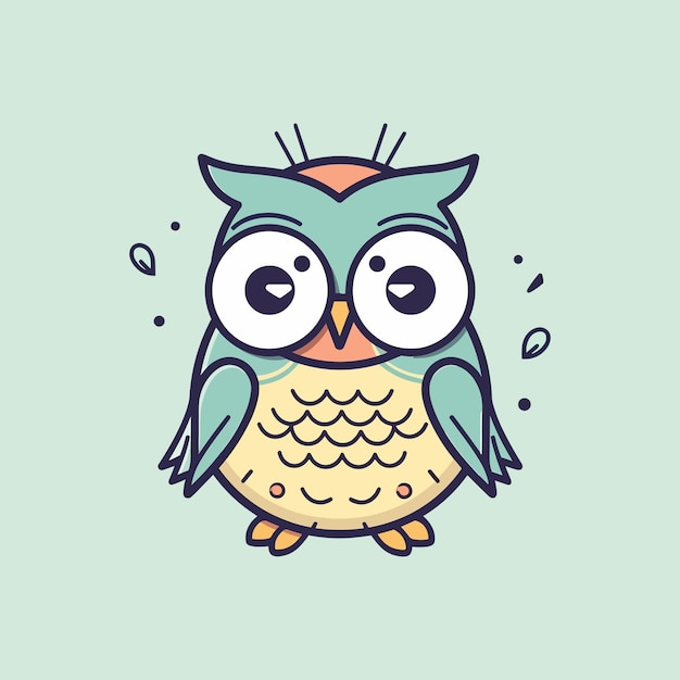 Cute baby owl mascot cartoon kawaii illustration