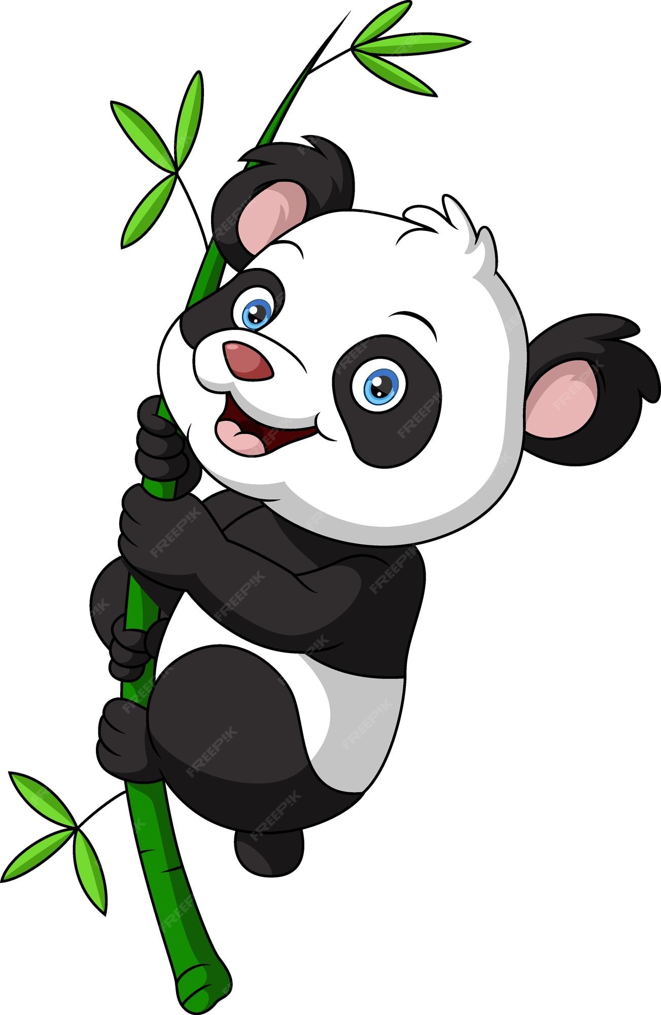 Premium Vector, Cute little panda hanging in the tree