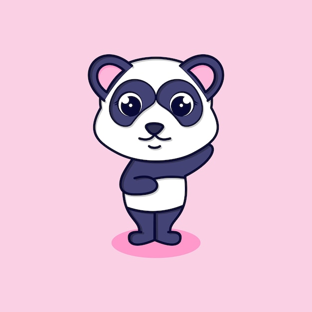 Cute baby panda icon illustrationflat cartoon style