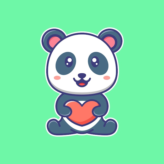 Cute baby panda love cartoon illustration