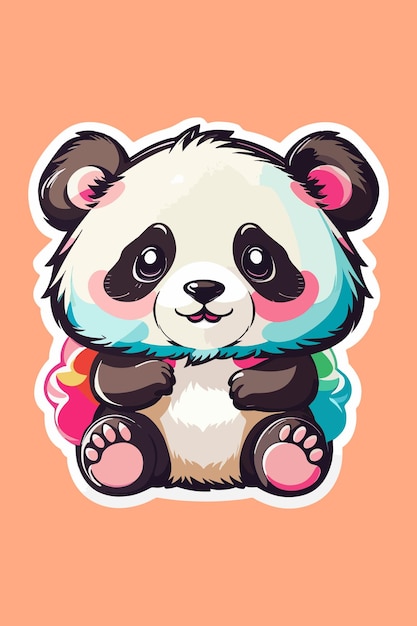 Cute baby panda vector sticker for kids