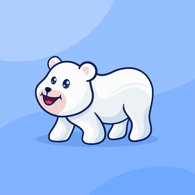 Vector cute baby polar bear in winter season