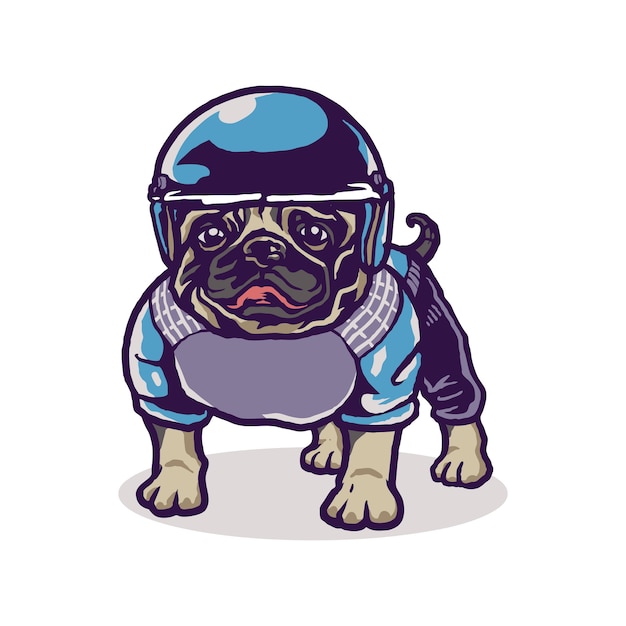 Cute baby pug sport cartoon illustration