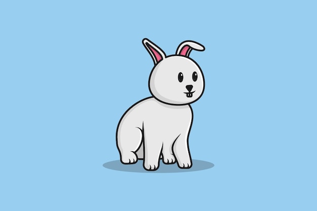 Симпатичный кролик, стоящий на векторной иллюстрации мультфильма Концепция иконы природы животных