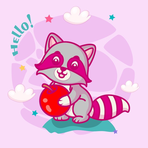 Cute baby raccoon cartoon for kids