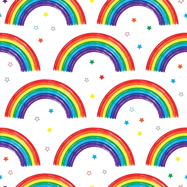 Cute baby rainbow seamless pattern